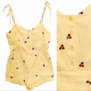 Embroidered Cherries Romper